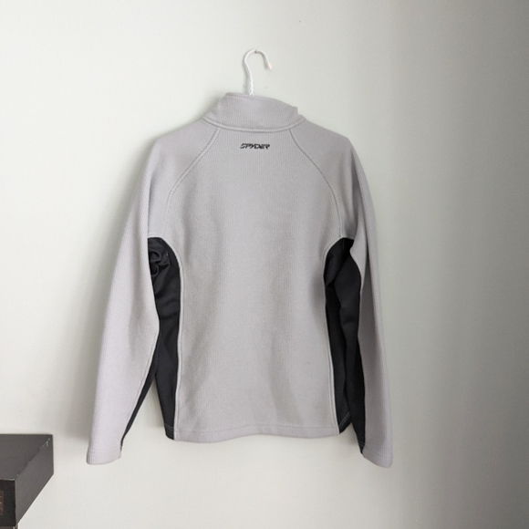 Spyder Men's Small Outbound 1/2 Zip Core Sweater Grey Black Knit Colorblock - Picture 5 of 12